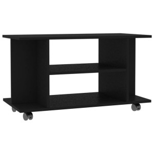 Szafka pod TV z kółkami, czarna, 80x40x40 cm, płyta wiórowa