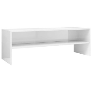 Szafka pod TV, biała, wysoki połysk, 120x40x40cm, płyta wiórowa