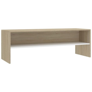 Szafka pod TV, biały i dąb sonoma, 120x40x40 cm, płyta wiórowa