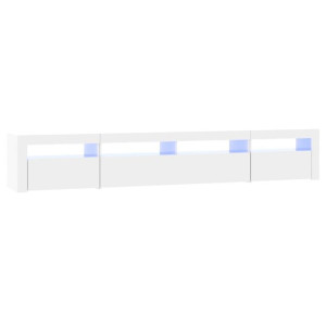 Szafka pod TV z oświetleniem LED, biała z połyskiem,240x35x40cm
