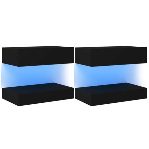 Szafki pod TV z oświetleniem LED, 2 szt., czarne, 60x35 cm