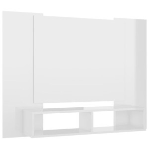 Wisząca szafka pod TV, biała, wysoki połysk, 120 x 23,5 x 90 cm