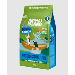 Animal Island sucha Karma Dla Dorosłych Psów Średnich Ras z Łososiem 12 kg