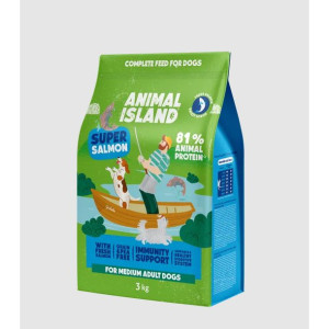 Animal Island sucha Karma Dla Dorosłych Psów Średnich Ras z Łososiem 3 kg