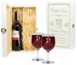 Prezent Na Ślub Dla Młodej Pary Kieliszki Na Wino 250ml Pudełko Białe