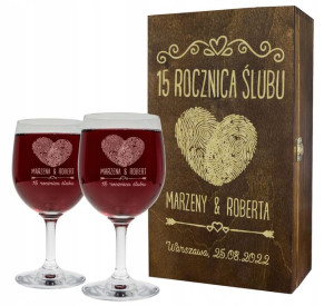 Prezent Na Rocznicę Ślubu Kieliszki Na Wino 250ml Pudełko Brązowe Jubileusz