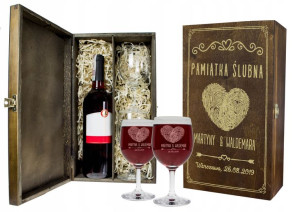Prezent Na Ślub Dla Młodej Pary Kieliszki Na Wino 250ml + Pudełko Brązowe