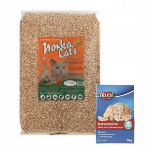 Żwirek drewniany dla kota pellet 15 kg + kocimiętka