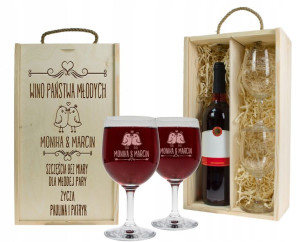 Prezent Na Ślub Dla Młodej Pary Kieliszki Na Wino 250ml W Pudełku Skrzynce