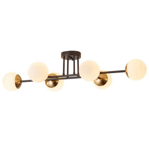 Lampa Sufitowa Kule Wiszaca Metal Złoto Szkło