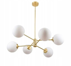Lampa Sufitowa Kule Wiszaca Metal Szkło Złoto