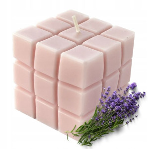 Świeczka Kostka Rubika Lawenda SOJOWA 225g 6x6cm