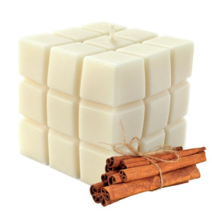 Świeca Kostka Rubika CYNAMON SOJOWA 225g ecru 6x6