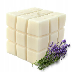Świeca Kostka Rubika LAWENDA SOJOWA 225g ecru 6x6