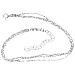 Bransoletka na Nogę Kostkę Stopę Potrójna z Kostkami 28 cm Srebro 925