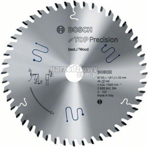 Bosch Piła Tarczowa Multimaterial Top Precision 165x20mm 48-zębów
