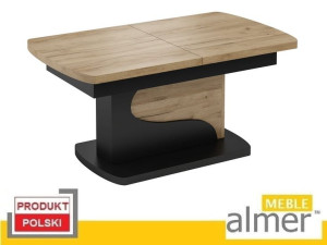 Ława Ławostół Stół L49 rozkładany 160 penumatycznie Dąb Craft Złoty Czarny