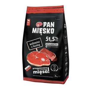 Pan Mięsko Karma PIES wołowina z koziną chrupki M 3kg
