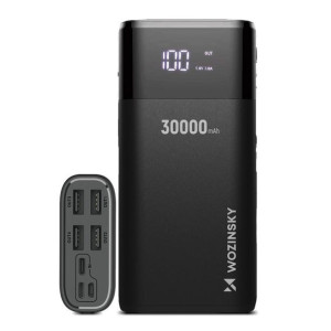 Wozinsky powerbank 30000mAh Li-Ion 4 x USB z wyświetlaczem LCD 2 A czarny
