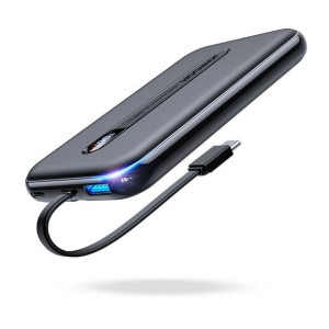 Joyroom Linglong powerbank 10000mAh 20W PD QC  wbudowany kabel USB C czarny