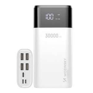 Wozinsky powerbank 30000mAh Li-Ion 4 x USB z wyświetlaczem LCD 2 A biały