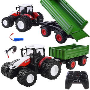 Traktor na pilota  + zielona przyczepa RC0602