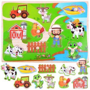 Puzzle drewniane zwierzęta Farma 10 elem  ZA3597