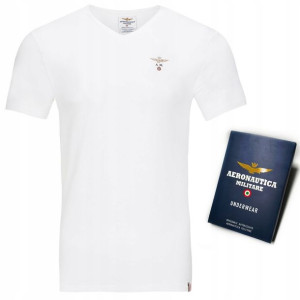 T-shirt męski AERONAUTICA MILITARE biały w serek