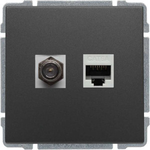 Gniazdo antenowe TV RJ45 kat 5e grafit