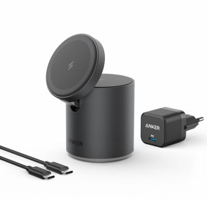 Ładowarka indukcyjna Anker PowerWave Mag-Go 2 in 1 Dock Czarna