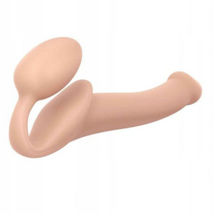 Silikonowy penis, strap on. Mocowany w pochwie.