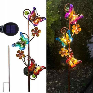 Lampa Solarna Wbijana Ogrodowa Motylki LED