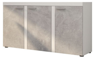 Trzydrzwiowa komoda RABBIA - Biel/Beton