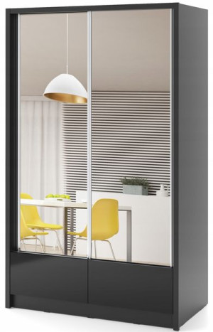 Dwudrzwiowa szafa duże lustro KORFU - Czarna 130cm