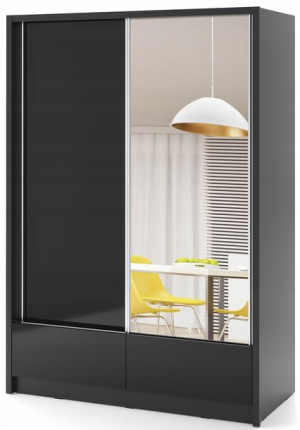 Dwudrzwiowa Szafa z lustrem KORFU - Czarna 150cm