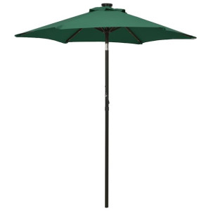Parasol z lampkami LED, zielony, 200x211 cm, aluminium