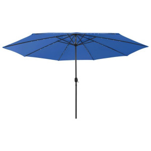 Parasol ogrodowy z LED i metalowym słupkiem, 400 cm, lazurowy