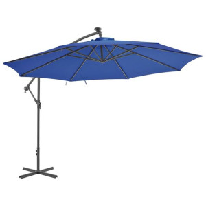 Parasol wiszący z lampkami LED, lazurowy, 350 cm