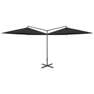 Podwójny parasol na stalowym słupku, czarny, 600 cm