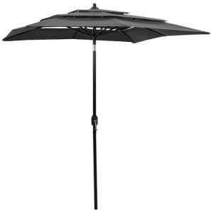 3-poziomowy parasol na aluminiowym słupku, antracytowy, 2x2 m