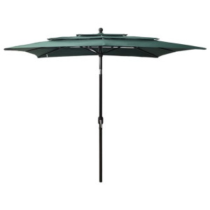 3-poziomowy parasol na aluminiowym słupku, zielony, 2,5x2,5 m