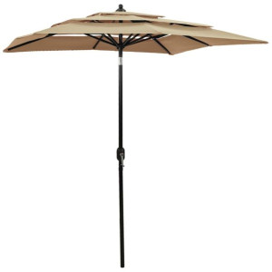 3-poziomowy parasol na aluminiowym słupku, kolor taupe, 2x2 m