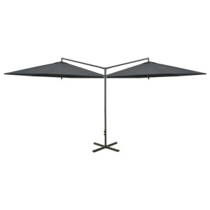 Podwójny parasol na stalowym słupku, antracytowy, 600 cm