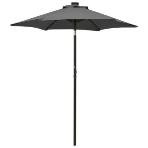 Parasol z lampkami LED, antracytowy, 200x211 cm, aluminium
