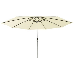 Parasol ogrodowy z LED i metalowym słupkiem, 400 cm, piaskowy