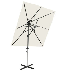 Parasol wiszący z podwójną czaszą, piaskowy, 250x250 cm
