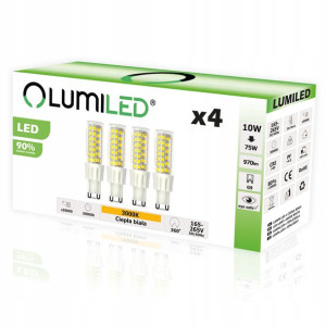 4x Żarówka Led G9 Kapsułka 10w = 75w 970lm 3000k