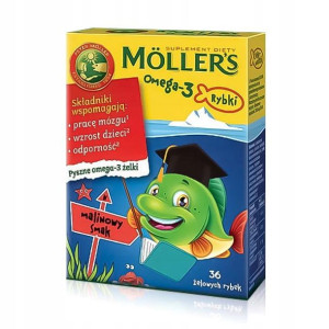 Möller's Omega-3 Rybki o smaku malinowym 36 szt.