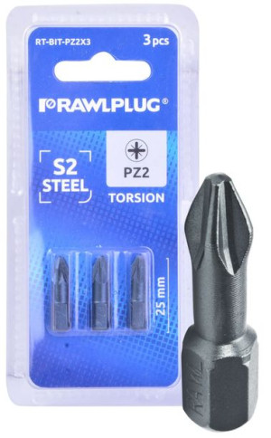Rawlplug Bity Groty Torsion Pozidriv Pz2 25mm 3szt