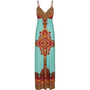 Sukienka Maxi Ramiączka Dekolt Wzór 36-38 916540